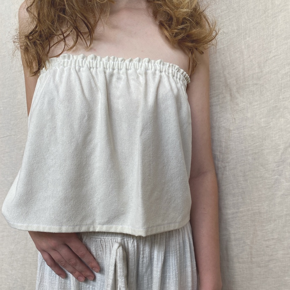 Raw silk noil crop top - handmade